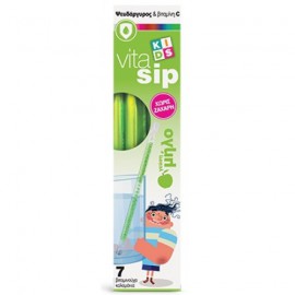 Power Health Vitasip Kids Καλαμάκια Ψευδάργυρος & Βιταμίνη C Χωρίς Ζάχαρη με Γεύση Μήλου 7τμχ