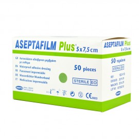 ASEPTA ASEPTAFILM PLUS Επιθέματα διαφανή αυτοκόλλητα απορροφητικά 5 x 7,5cm (φιλμ) 50τμχ.