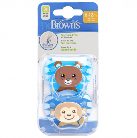 Dr. Browns Πιπίλα ορθο/κη με σχέδια αγόρι, επίπεδο 2, 6-12 μηνών (2 τεμ.)