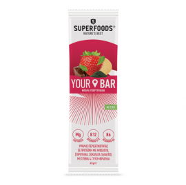 Superfoods Your Bar με Μπισκότο, Σπιρουλίνα, Σοκολάτα Γάλακτος με Στέβια και Γεύση Φράουλα 45gr