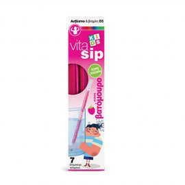 Power Health Vitasip Kids Καλαμάκια με Ασβέστιο & Βιταμίνη D3 Χωρίς Ζάχαρη με Γεύση Βατόμουρο 7τμχ