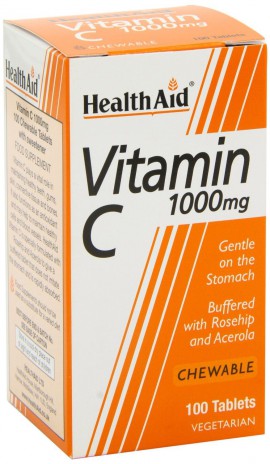 Health Aid Vitamin C 1000mg with Rosehip & Acerola 100 Μασώμενες Ταμπλέτες