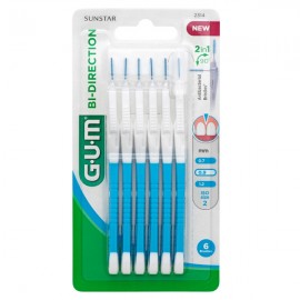 GUM 2314 ΜΕΣΟΔΟΝΤΙΑ ΒΟΥΡΤΣΑΚΙΑ BI-DIRECTION ΜΠΛΕ TAPERED 0,9mmx6