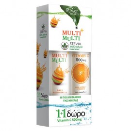 Power Health Multi+Multi Συμπλήρωμα Διατροφής με Γλυκαντικό από Στέβια + Δώρο Vitamin C 500mg