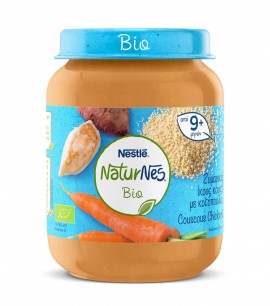 Nestle Naturnes Bio Βιολογική Παιδική Τροφή Ζυμαρικά (κους κους) με Κοτόπουλο από 9 Μηνών+ 190gr