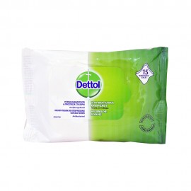 Dettol Υγρά Αντιβακτηριδιακά Μαντηλάκια Καθαρισμού 15 μαντηλάκια