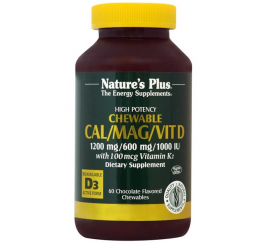Natures Plus Chewable Cal/Mag/Vit.D3 60 Μασώμενες Ταμπλέτες με Γεύση Σοκολάτα
