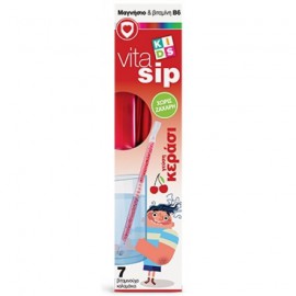 Power Health Vitasip Kids Καλαμάκια με Μαγνήσιο & Βιταμίνη Β6 Χωρίς Ζάχαρη με Γεύση Κεράσι 7τμχ