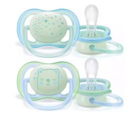 Avent Ultra Air Night 0-6m SCF376/11 Νυχτερινή Ορθοδοντική Πιπίλα Σιλικόνης Μπλέ 2τμχ
