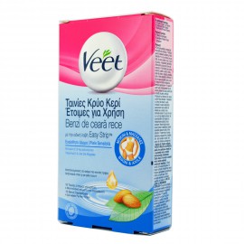 Veet Ταινίες Κρύο Κερί Έτοιμες για Χρήση για Ευαίσθητο Δέρμα (Μπικίνι-Μασχάλες) 16Τμχ