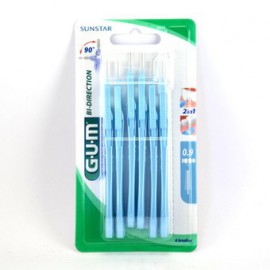 GUM 2314 ΜΕΣΟΔΟΝΤΙΑ ΒΟΥΡΤΣΑΚΙΑ BI-DIRECTION ΜΠΛΕ TAPERED 0,9mmx6