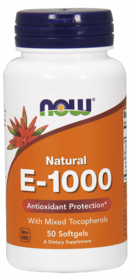 Now Foods E 1000 IU, Mixed Tocopherols / Unesterified, 50 Μαλακές Κάψουλες