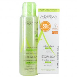 ADERMA EXOMEGA LAIT 200ML + ADERMA EXOMEGA GEL LAVANT EMOLLIENT 500ml -50%