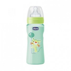 CHICCO WELL BEING Πλαστικό Μπιμπερό ΘΣ Γρήγορη Ροή 4m+ Πράσινο 330ml