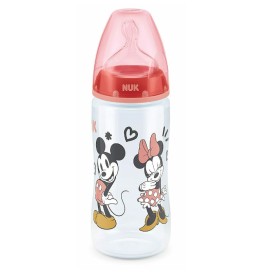 Nuk First Choice+ Μπιμπερό Mickey & Minnie Με Θηλή Σιλικόνης M Κόκκινο 6-18m 300ml 1τμχ