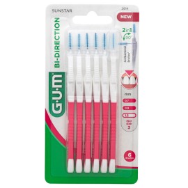 GUM 2614 INTERDENTIC BRUSHES BI-DIRECTION RED TAPERED 1,2mmx6