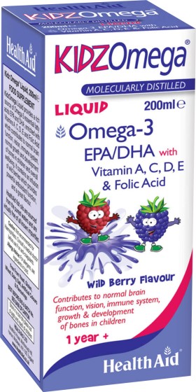 HEALTH AID KIDZ OMEGA -LIQUID -WILDBERRY 200ML