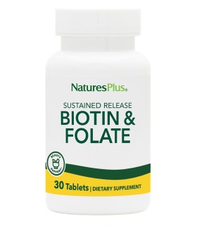 NATURE'S PLUS Biotin 2mg & Folic Acid 800mcg SR 30…