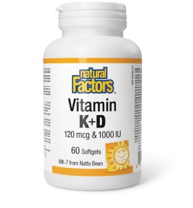 Natural Factors Vitamin K+D 120mcg & 1000iu 60 Sof …