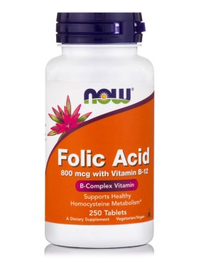 Now Foods Folic Acid 800mcg With Vitamin B-12 250t…