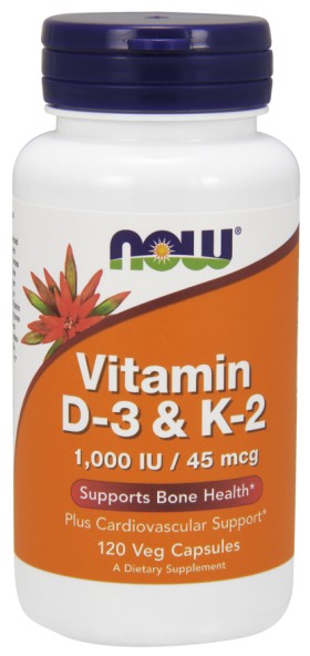 Now Foods Vitamin D-3 & K-2 1000 IU/45mcg 120 Vege …