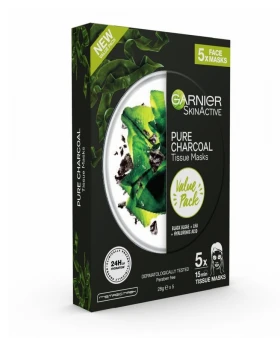 Garnier Charcoal Mask Set 5 Tissue Masks