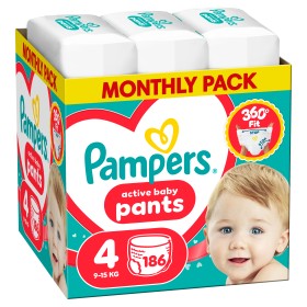 Pampers Active Baby Pants No.4 (9-15kg) 186 Πάνες