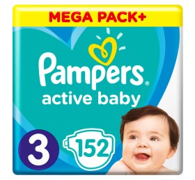 Pampers Active Baby No3 (6-10 kg) 152Πάνες