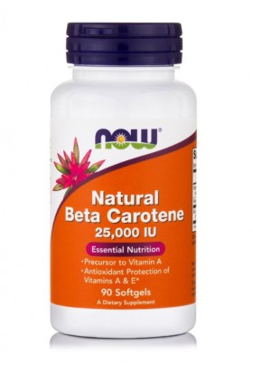 Now Foods Natural Beta Carotene 25000 IU, 90 Softg …