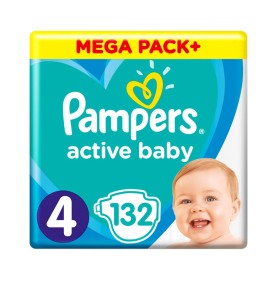 Pampers Active Baby Mega Pack No.4 (9-14kg) 132 Πά …