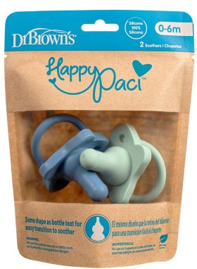 Dr.Brown's Πιπίλα Σιλικόνης Happy-Paci Μπλε/Πράσιν …