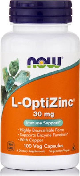 Now Foods L-Οptizinc 30mg 100Capsules