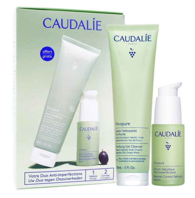 Caudalie Set Vinopure Blemish Control Salicylic Serum 30ml & Gel Καθαρισμού 150ml