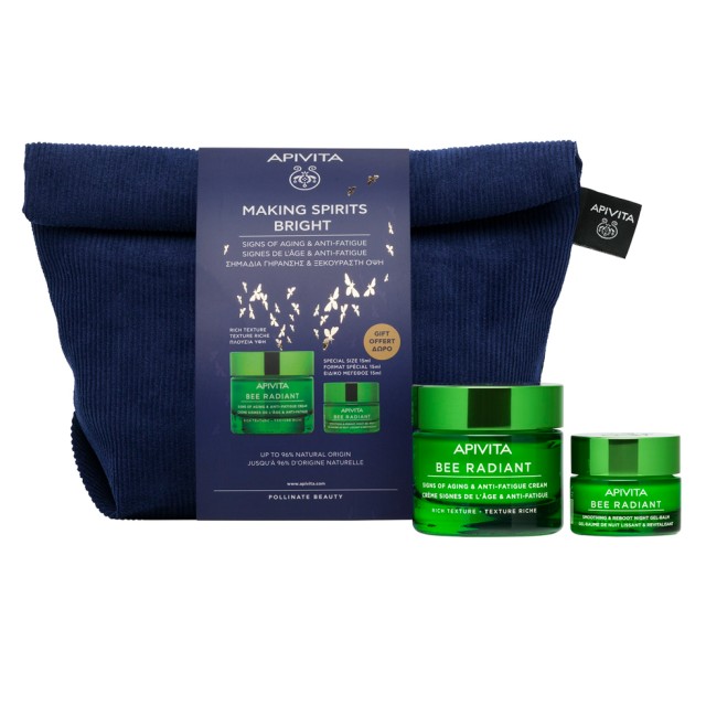 Apivita Making Spirits Bright Bee Radiant Creme-Gel Rich 50ml & ΔΩΡΟ Bee Radiant Gel-Balm Night 15ml