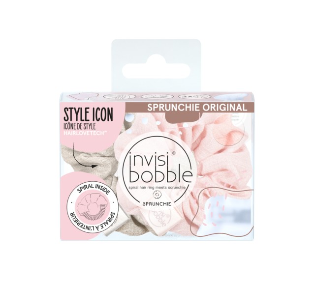 Invisibobble Sprunchie Duo Nordic Breeze Go with Floe Λινό Λαστιχάκι Μαλλιών 2τμχ