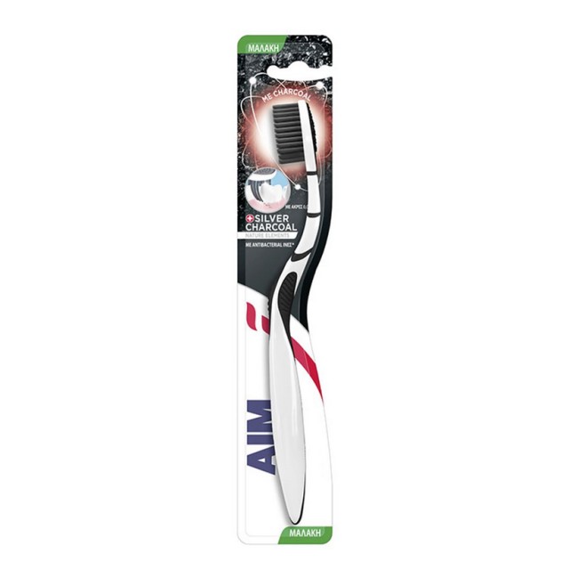 Aim Nature Elements Toothbrush Charcoal Soft Οδοντόβουρτσα Μαλακή με Antibacterial Ίνες 1τμχ