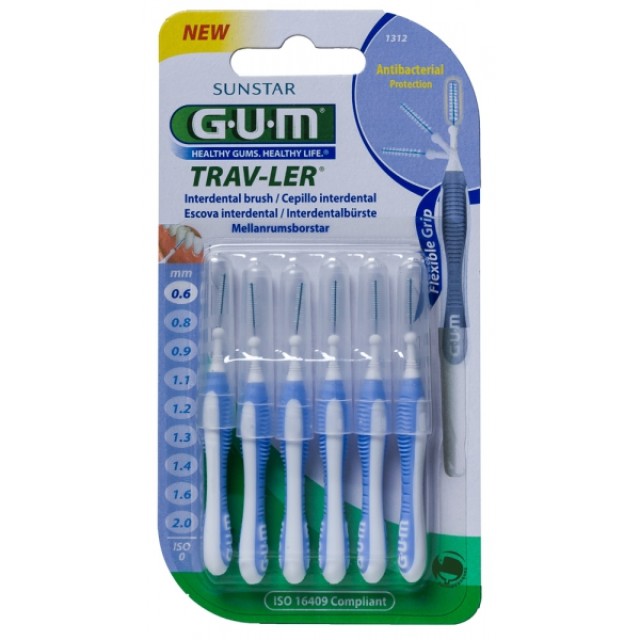Gum 1312 Μεσοδόντια Trav-Ler Interdental Brush 0,6mm 6τμχ με -25%
