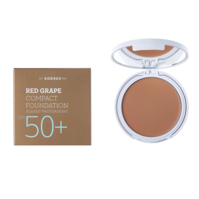 Korres Red Grape Compact Foundation SPF50+ Αντηλιακό Make Up σε μορφή compact με κόκκινο σταφύλι κατά της πρόωρης γήρανσης, Απόχρωση 2 Μεσαία, 8gr