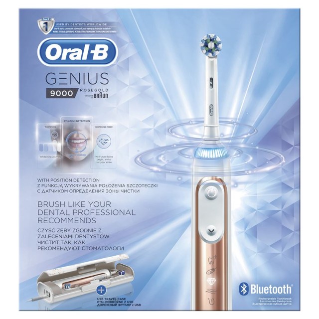 Oral-B Genius 9000 Rose Gold Επαναφορτιζόμενη Ηλεκτρική Οδοντόβουρτσα 1τμχ