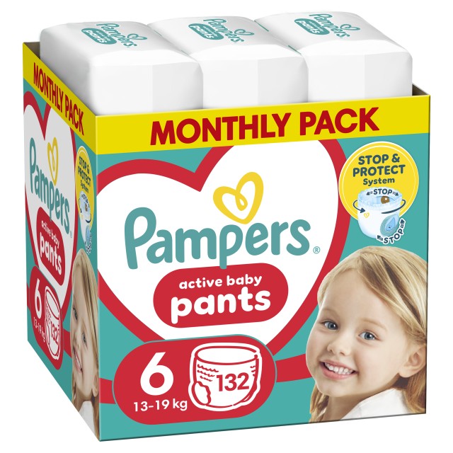 Pampers Active Baby Pants No.6 (13-19Kg) 132 Πάνες