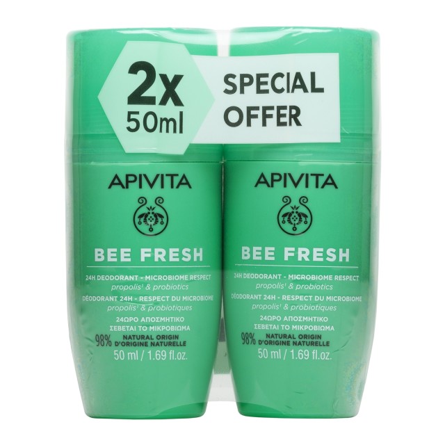 Apivita Set Bee Fresh Αποσμητικό Roll On 24H Δράσης 2x50ml