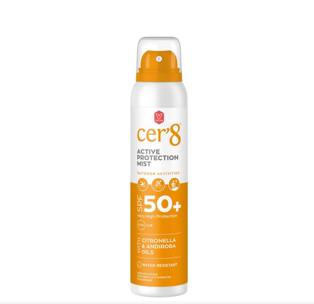 Vican Cer’8 Active Protection Mist Αντηλιακό Spray SPF50+ με Citronella & Andiroba Oils 125ml