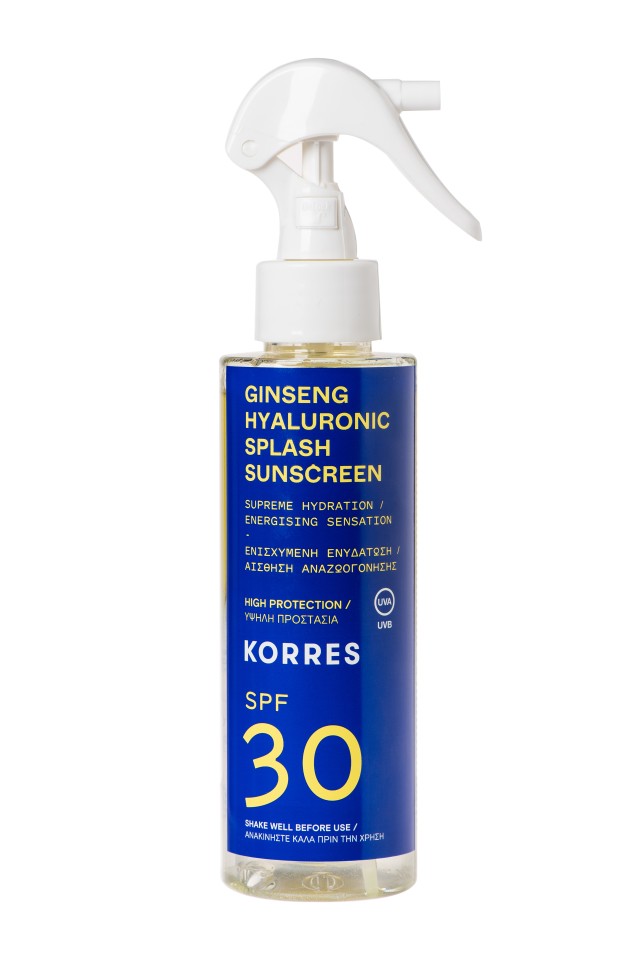 Korres Ginseng & Hyaluronic Splash Sunscreen SPF30 Διφασικό Αντηλιακό με Υψηλή Προστασία για Πρόσωπο & Σώμα 150ml