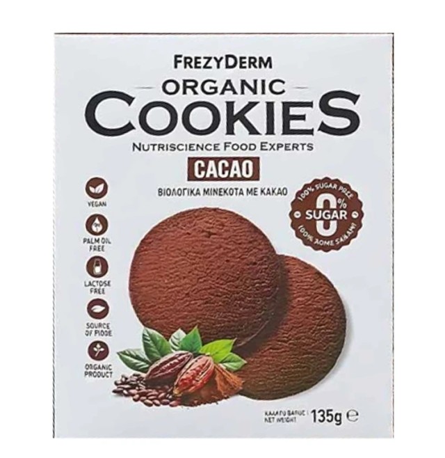 Frezyderm Organic Cookies Cacao Βιολογικά Μπισκότα με γεύση Κακάο 135g