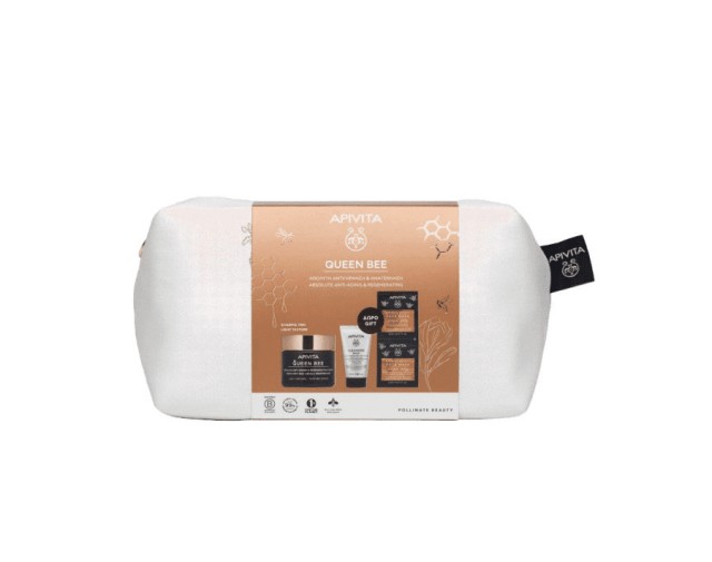 Αpivita Set Queen Bee Κρέμα Απόλυτης Αντιγήρανσης & Αναγέννησης Πλούσιας Υφής 50ml + Δώρο Γαλάκτωμα καθαρισμού 3 Σε 1 για Πρόσωπο & Μάτια + Μάσκα Προσώπου Βασιλικός Πολτός για Σύσφιξη & Αναζωογόνηση 2x8ml
