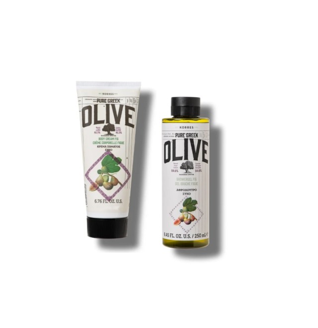 Korres Set Pure Greek Olive Body Cream Fig Κρέμα Σώματος Σύκο 400ml + Pure Greek Olive Shower Gel Fig Αφρόλουτρο Σύκο 250ml