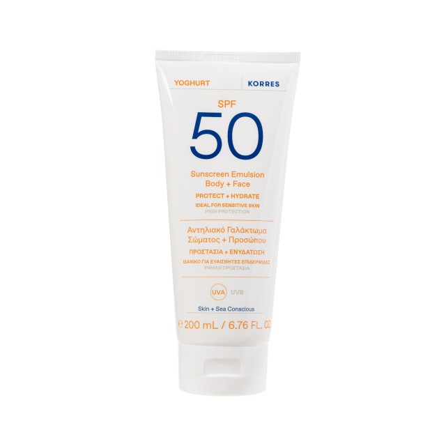 Korres Yoghurt Sunscreen Emulsion Face & Body Spf50 for Sensitive Skin 200ml
