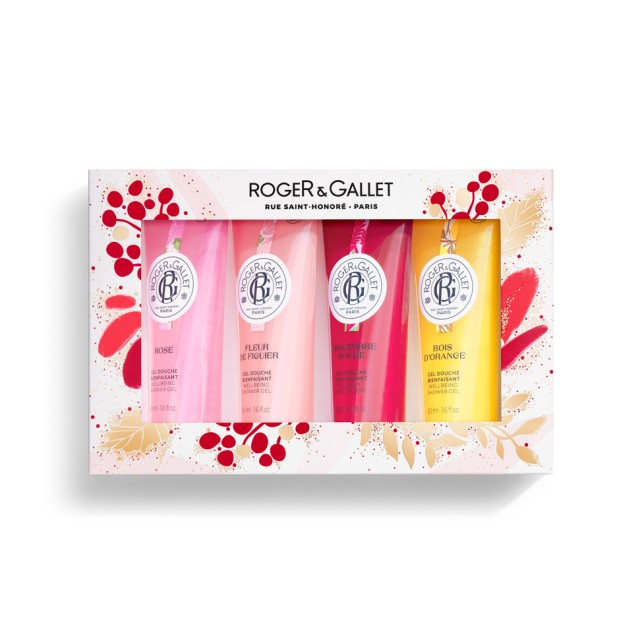 Roger&Gallet Set Collection Rose Gels Douche Bienfaisants 50ml + Fleur de Figuier Gels Douche Bienfaisants 50ml + Gingembre Rouge Gels Douche Bienfaisants 50ml + Bois d'Orange Gels Douche Bienfaisants 50ml