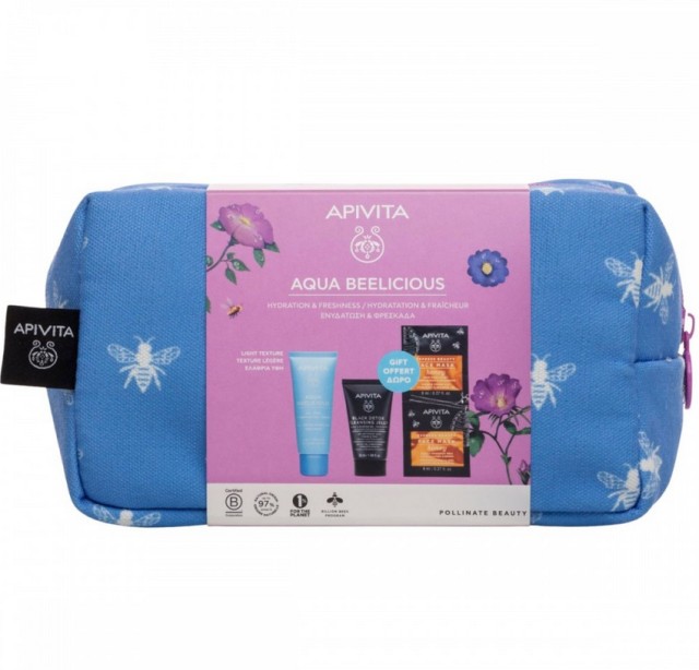 Apivita Set Aqua Beelicious Oil Free Κρέμα Gel Ενυδάτωσης Ελαφριάς Υφής 40ml + Δώρο Μαύρο Gel Καθαρισμού για Πρόσωπο και Μάτια 50ml + Μάσκα Προσώπου με Μέλι για Ενυδάτωση & Θρέψη 2x8ml