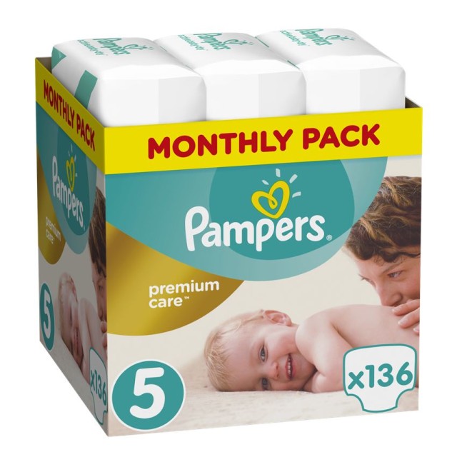 PAMPERS Premium Care No.5 (11-18 Κg) 136 Πάνες
